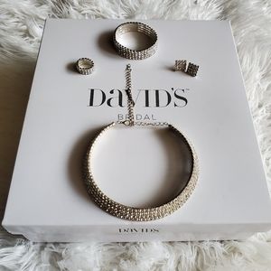 4 Row Silver Rhinestone Jewelry Set